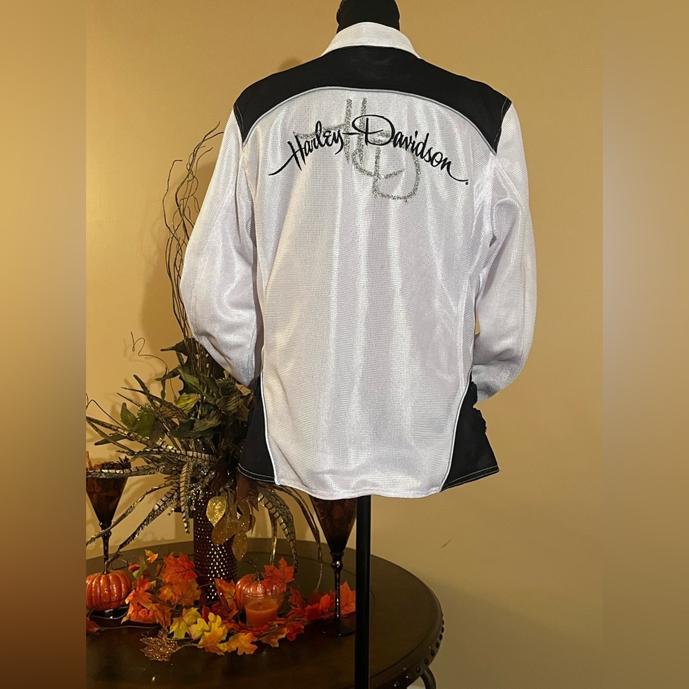 Harley-Davidson Women’s Black and White Varsity Jacket - Picture 2 of 7